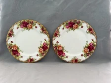 Pair 6 3/8" Vintage Royal Albert Bread and Butter Plate Old Country Roses