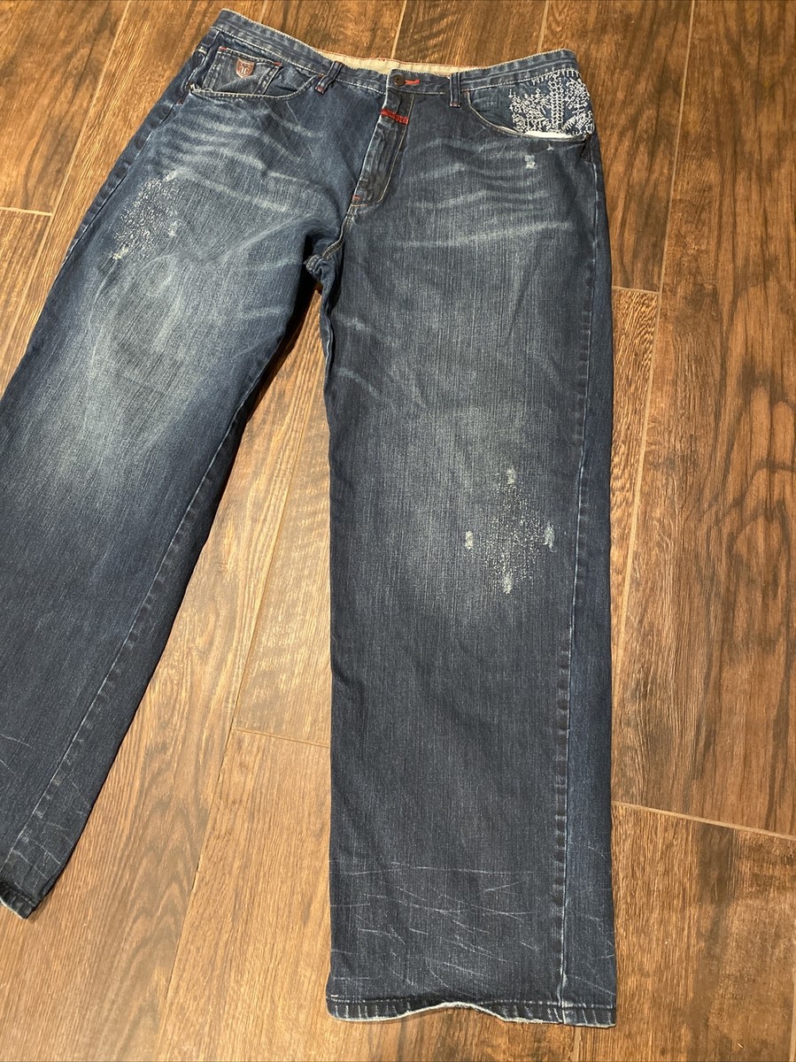 Marithe Francois Girbaud • Jeans 42/33 Distressed Blue Baggy Marithe Francois Girbaud • Jeans 42/33 Distressed Blue Baggy