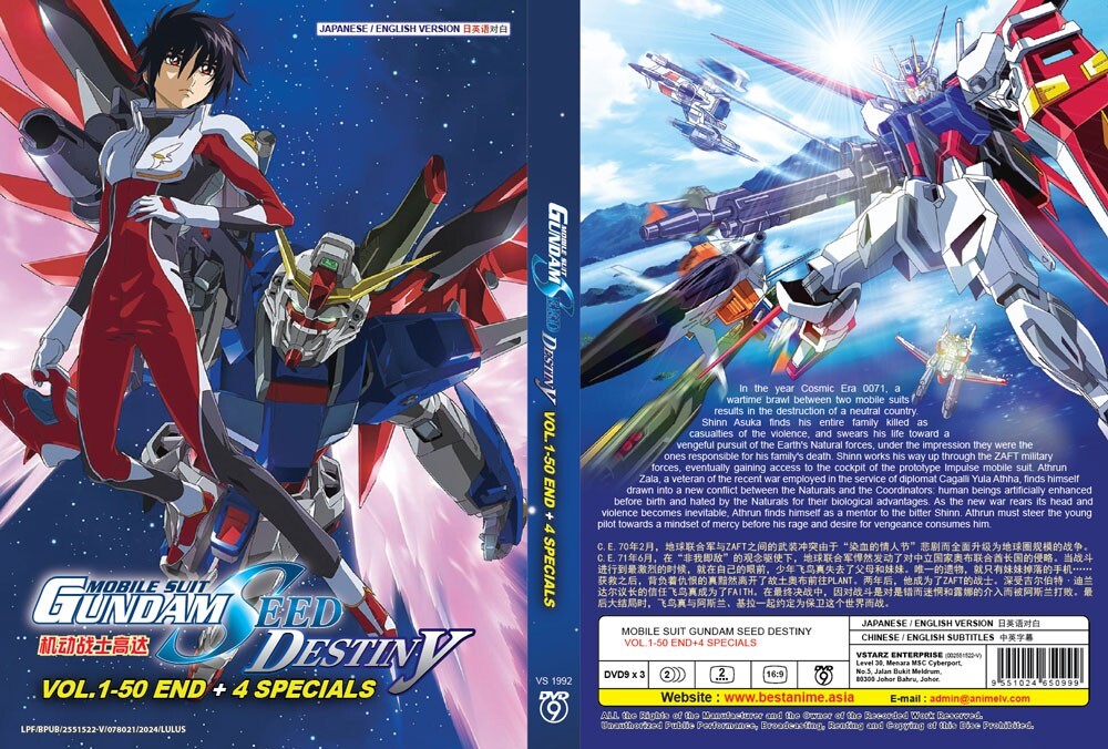 DVD ANIME MOBILE SUIT GUNDAM SEED DESTINY VOL.1-50 END + 4 SP ENG
