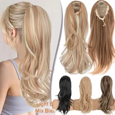 Long Thick 24" Ponytail Drawstring Clip In Hair Extension As Human Pony Tail US