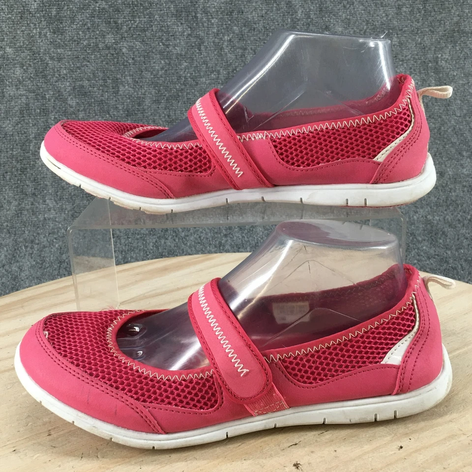 Zapatos Danskin Now para mujer 9,5 Chaka Mary Jane rosa malla gancho y bucle comodidad bajos Foto 2 de 4