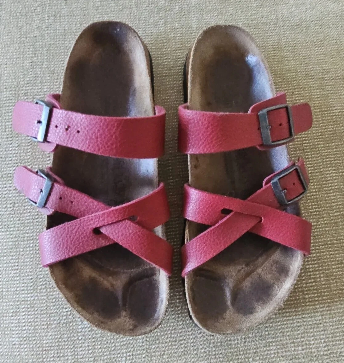 BIRKENSTOCK BIRKIS NEPAL SANDALS BUFFALO RED Criss Cross Strap sz