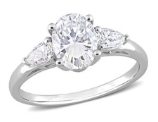 1.75 Carat ctw Three-Stone Moissanite Engagement Ring in Sterling