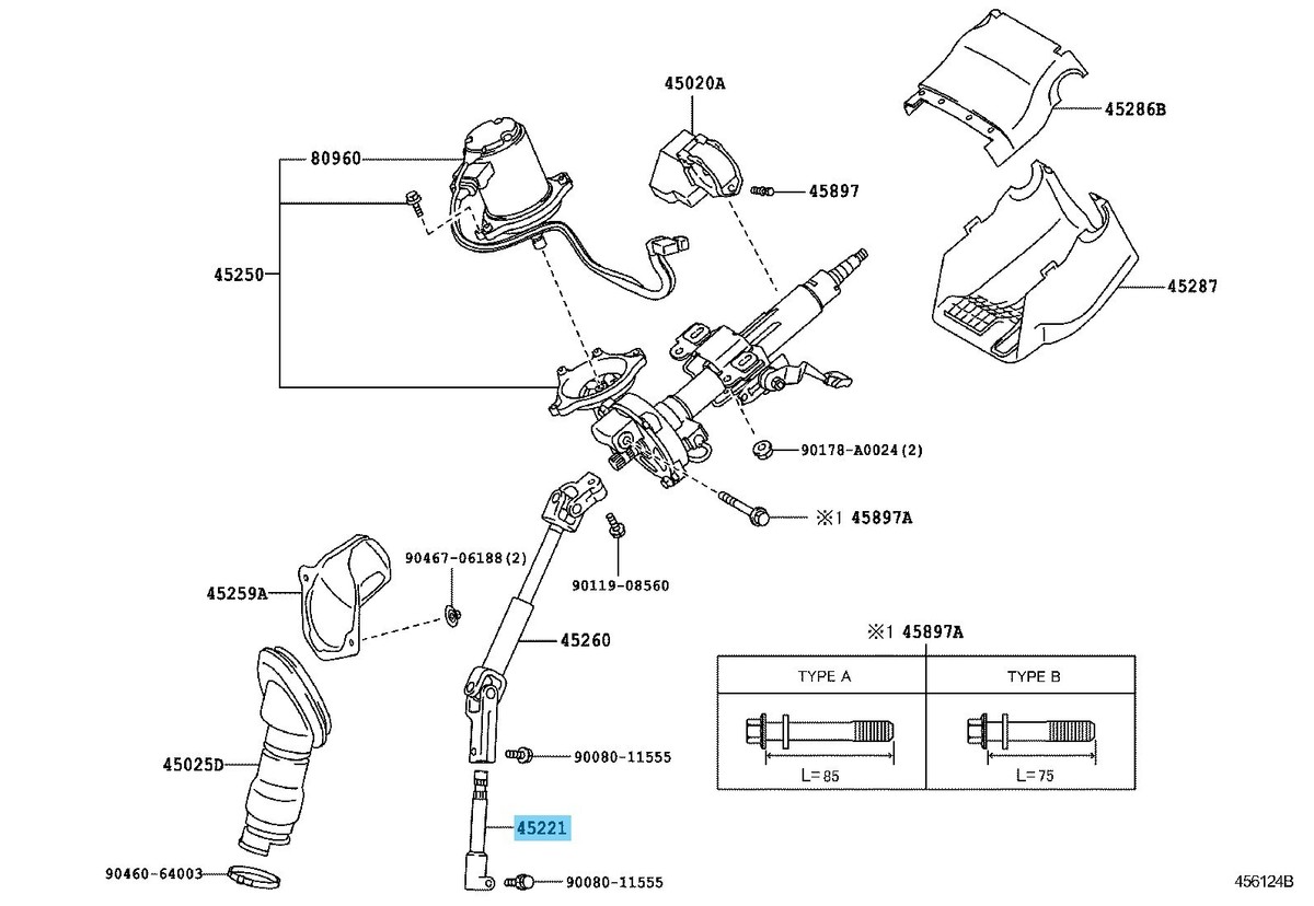 い TOYOTA RAV4 ACA3# 2006-2014 Genuine Steering Intermediate Shaft