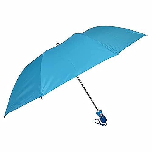 @ Sky Blue And Silver Colour Folding Umbrella With Purple & Silver Handle Colour - Afbeelding 3 van 5