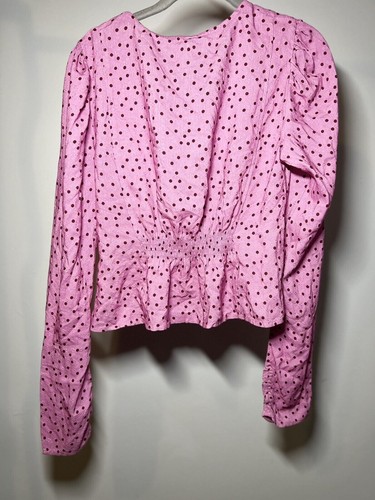 Free People Maye Printed Top Pretty Pink Size Large New - Picture 3 of 3