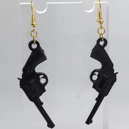 Pistol Gun Charm Earrings 7 cm long, Hooks Kitsch Unusual Hooks. Pick colour - Picture 8 of 41