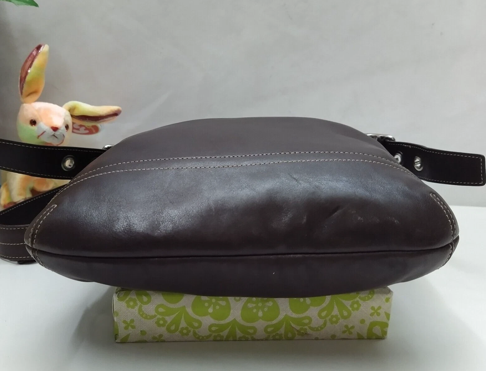 Borsa a tracolla Coach in pelle marrone con chiusura e cerniera Vintage