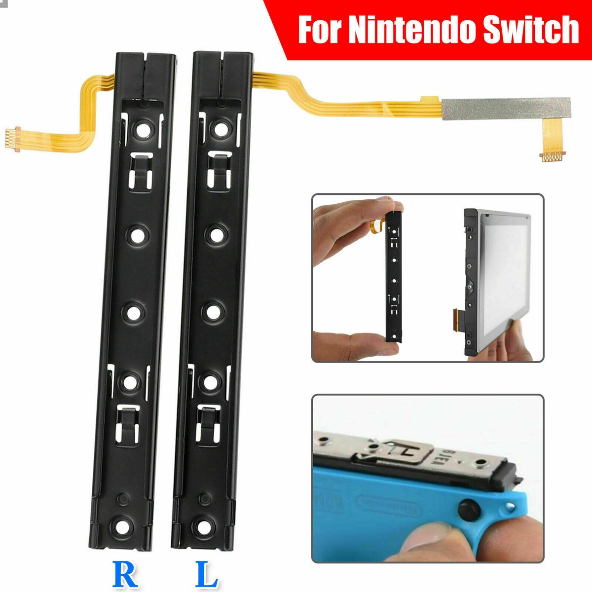 Left + Right Set Slider sliding rail with Flex Cable for Nintendo