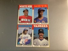 1986 TOPPS BASEBALL WAX BOX BOTTOM C Fisk, D Gooden, P Guerrero, R Guidry