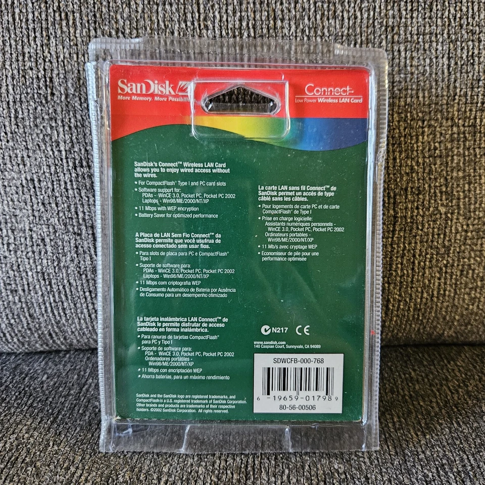 SanDisk Connect Low Power Wireless LAN Card w/ PC Adapter 802.11B SDWCFB-000-768 - Image 2 of 3