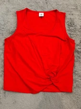 CAbi Knotty Tank Top Blouse Red Vermilion Twist Front Women's Medium Style 5757