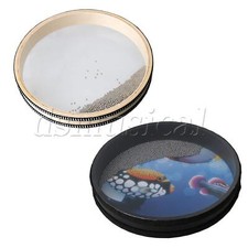 2 Pcs 9.96inch Wave Sound Bead Hand Drum Kit with Ocean Style Wood Color