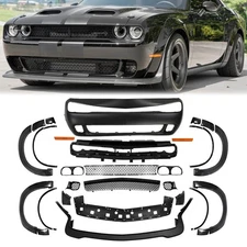 Front Bumper Cover+Lip+Fender Flares Kit Fits for 2015-2023 Dodge Challenger
