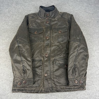 White Stuff Jacket Mens Medium Brown Wax Utility Pockets Biker Full Zip Field