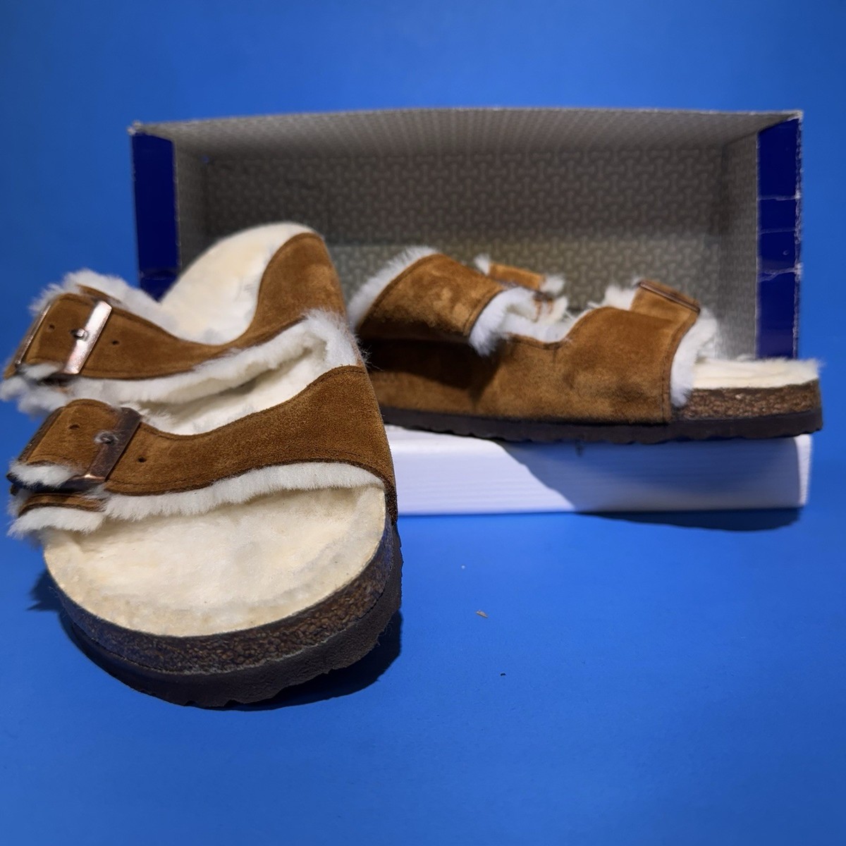 Birkenstock Arizona Shearling Monk Slide Sandals Casual Size 