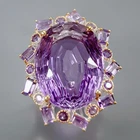 Handmade 54 ct+ Natural Amethyst Ring 925 Sterling Silver Size 7 /R481360