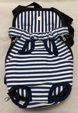 Dog Backpack Carrier Navy Blue White Striped Medium Pet Travel Bag NEW