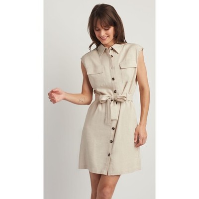 Ellen tracy LINEN BLEND SHIRT DRESS NWT small (b46 )
