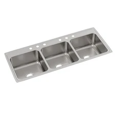 Elkay LTR5422106 Lustertone Stainless Steel 54" 6-Hole Triple Bowl Drop-in Sink