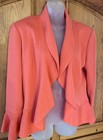 ST. JOHN Black Label Peach Wool Open Front Draped Jacket Balloon Sleeves Sz L