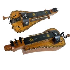 6 strings 24 keys Hurdy Gurdy bird's eye inlay shell purfling carved woman head