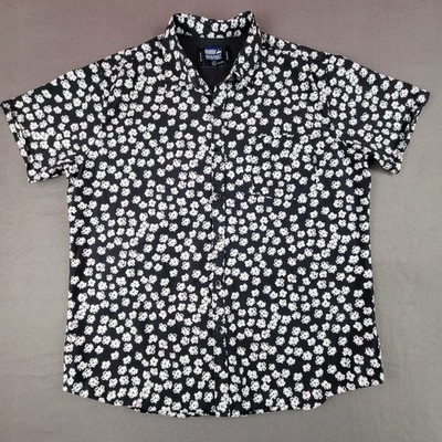 Monument Men's XL Black Floral Short-sleeve Button-Up Casual Shirt