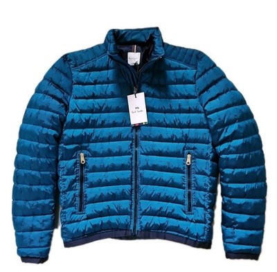 PAUL SMITH Puffer Jacket Down Filled Herren M Türkis Künstlerstreifen