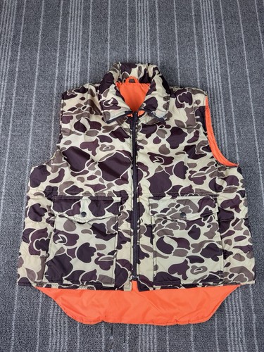 Winchester Vest Mens Large Frog Camo Reversible VTG Blaze Orange Hunting Puffer