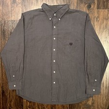 Chaps Button Down Long Sleeve Dress Shirt Dark Grey Mens Size XL