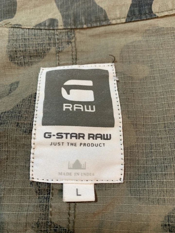 G‑Star Raw Recroft Overshirt Jacket L Rip Stop Cotton Camo Full‑Zip Long Sleeve - Image 3 of 4