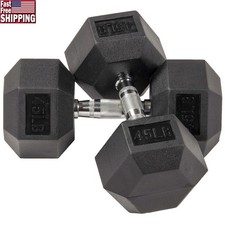 Rubber Hex Dumbbells Non-Slip Grip Strength Training Fitness Equipment Home Gym