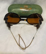 Antique 1920s Willson Tortoise Shell Steampunk Amber Lens Goggles W Tin Case
