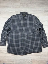 Charles F. Orvis Signature Collection Large Blue Plaid Long Sleeve Cotton Shirt