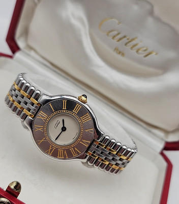 CARTIER ''MUST DE CARTIER 21'' - Damen-Uhr - Edelstahl / Gold - Quarz - A130 89
