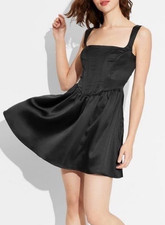 NWT Wild Fable Black Satin Corset Mini Dress Black Skater Sexy X-LARGE