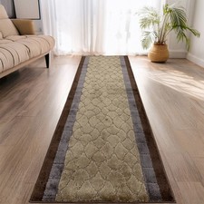 Custom Size Anti Slip Volley Beige Design Runner Rug by Feet 26 Inches Wide
