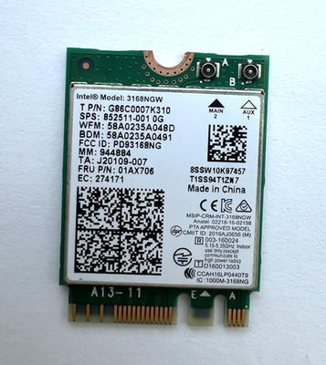 Intel 3168NGW Dual Band Wireless-AC 802.11ac WLAN Bluetooth 4.2 WiFi Card