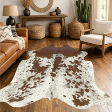 Faux Cowhide Rug 4.6X5.2Ft Cow Print Carpet Cow Hide Rugs Small Area Rug Animal
