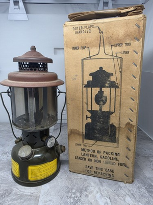 #ad Vintage 1975 US Military Coleman Gasoline Lantern 6260 00 170 0430 w Box Milspec $136.23