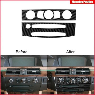 For BMW 5Series E60 2004-2007 Carbon Fiber Air Conditioner CD Panel Trim Cover