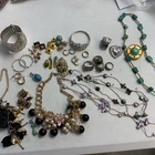Mixed Lot Of Vintage Costume Jewelry Rings, Bracelet, Necklaces Earrings Pendant