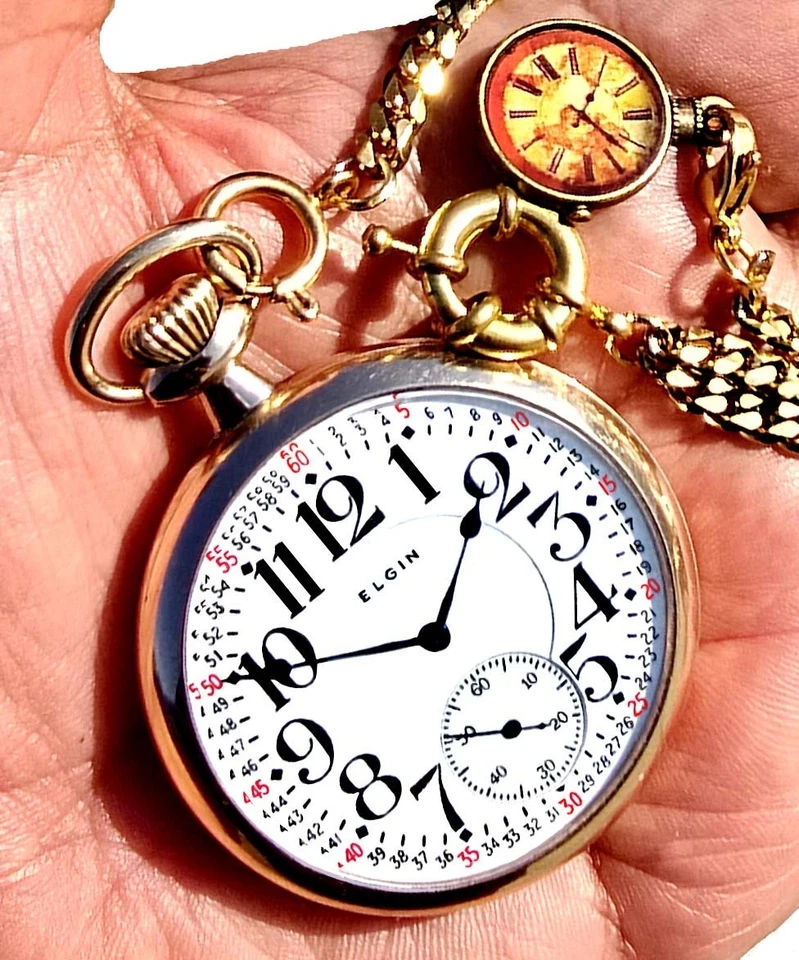 Display Back Gold Filled Railroad Pocket Watch Elgin FATHER TIME - Image 4 of 4