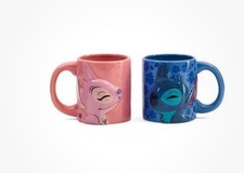 Disney Lilo Stitch 3D Ceramic Mug Set - Stitch Angel - 20oz Each New in Box