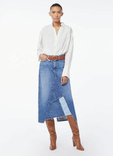 NWT FRAME Cahill Le Midi Denim Patchwork Skirt - Size 26