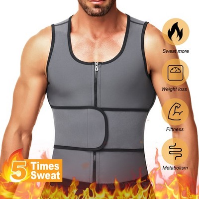 Men Sauna Suit Waist Trainer Vest Sweat Body Shaper Fat Burning Tank Top Shirt