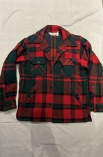 Vintage 80s Woolrich Plaid Green Red Button Up Shirt Shacket 100 Wool Jacket