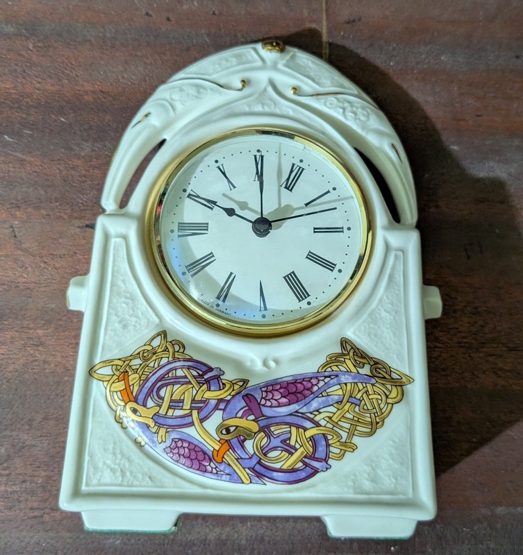 Irish Porcelain Clock Galway Ireland signed Joel McCaul Used Working