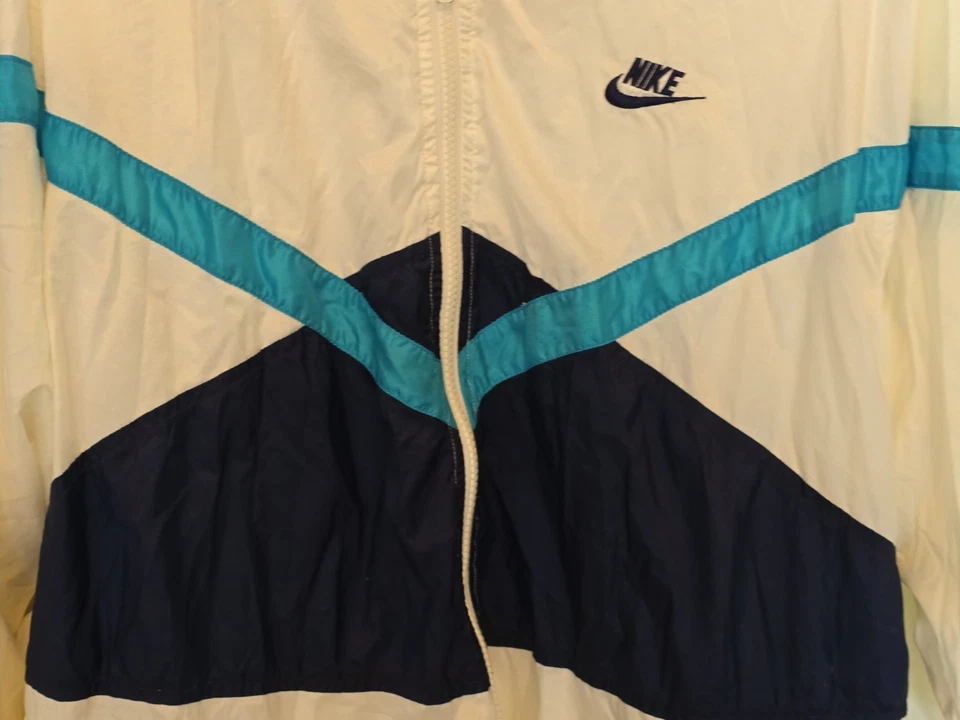 Conjunto de traje de pista cortavientos Nike vintage años 80 para hombre talla L azul/turquesa/blanco Foto 3 de 4