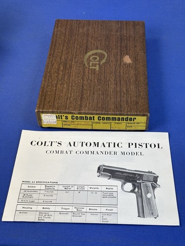 Vintage 1972 Colt Combat Commander Series 70 Box Wood Grain Two Piece 1911 Paper